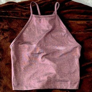 Purple metallic crop top